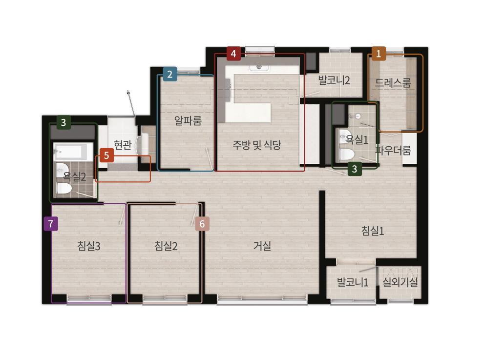 인천 작전 한라비발디 세대 평면도 도면
